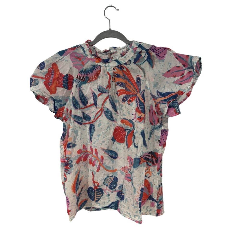 Banjana Cotton Floral Bird Print Sz Small Blouse